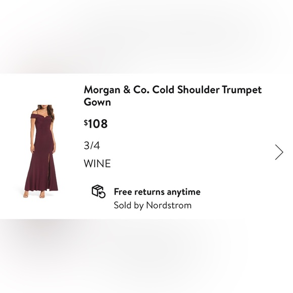Morgan & Co. Cold Shoulder Trumpet Gown - Wine - Picture 2 of 4